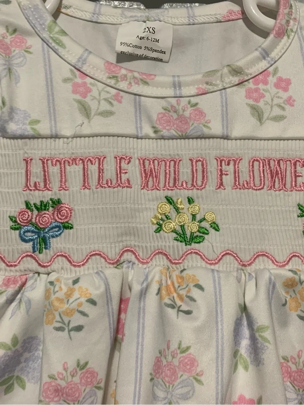 Little Wild Flower Floral Baby Dress Set - White with Pink, Yellow, Lavender